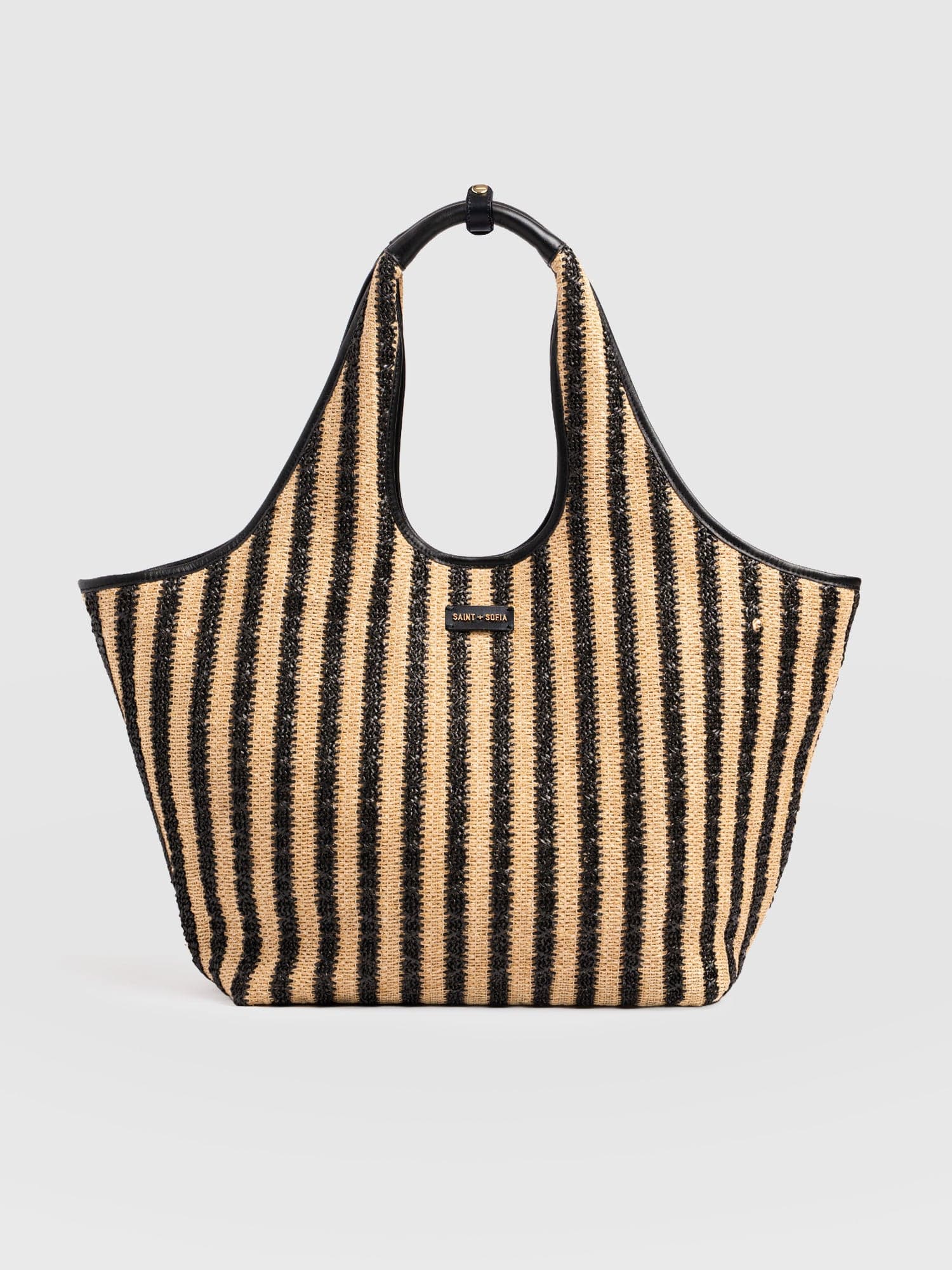 Large Stella Shoulder Tote Bag - Black Raffia
